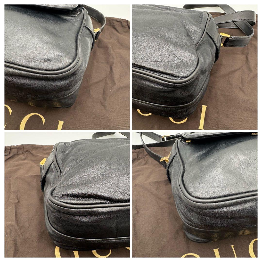 ◎希少◎グッチ　ショルダーバッグ　インターロッキング　斜め掛け　ブラック　レザー