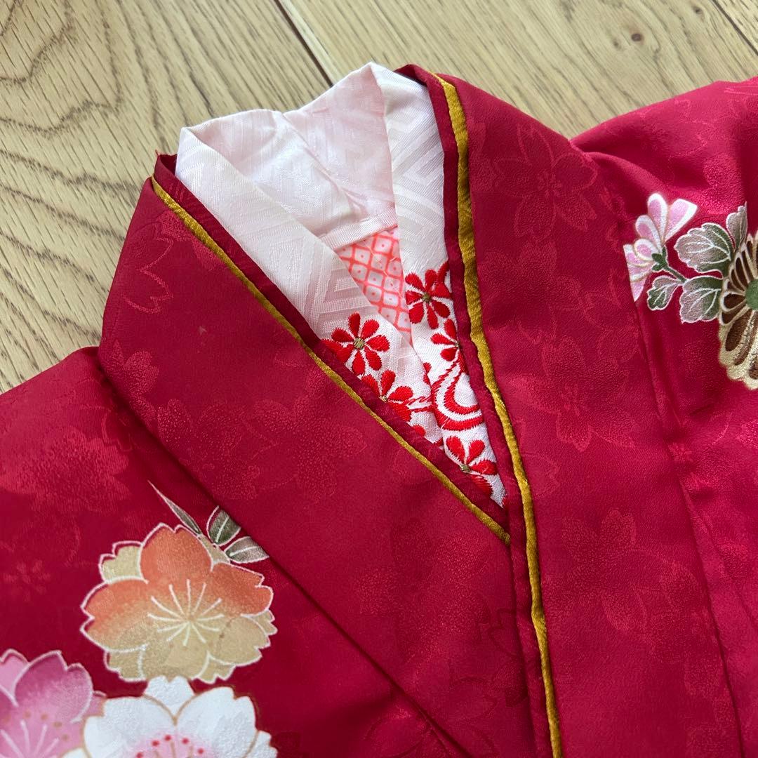 七五三 女の子7歳着物・帯セット　赤　レトロ　アンティーク