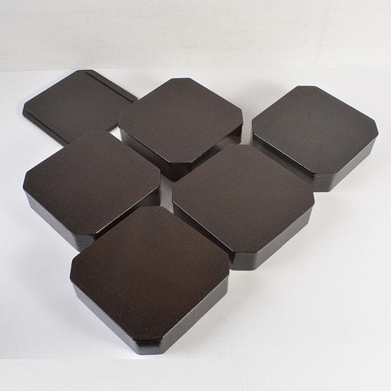 茶道具　黒真塗　縁高重　五段重箱　N　6770C