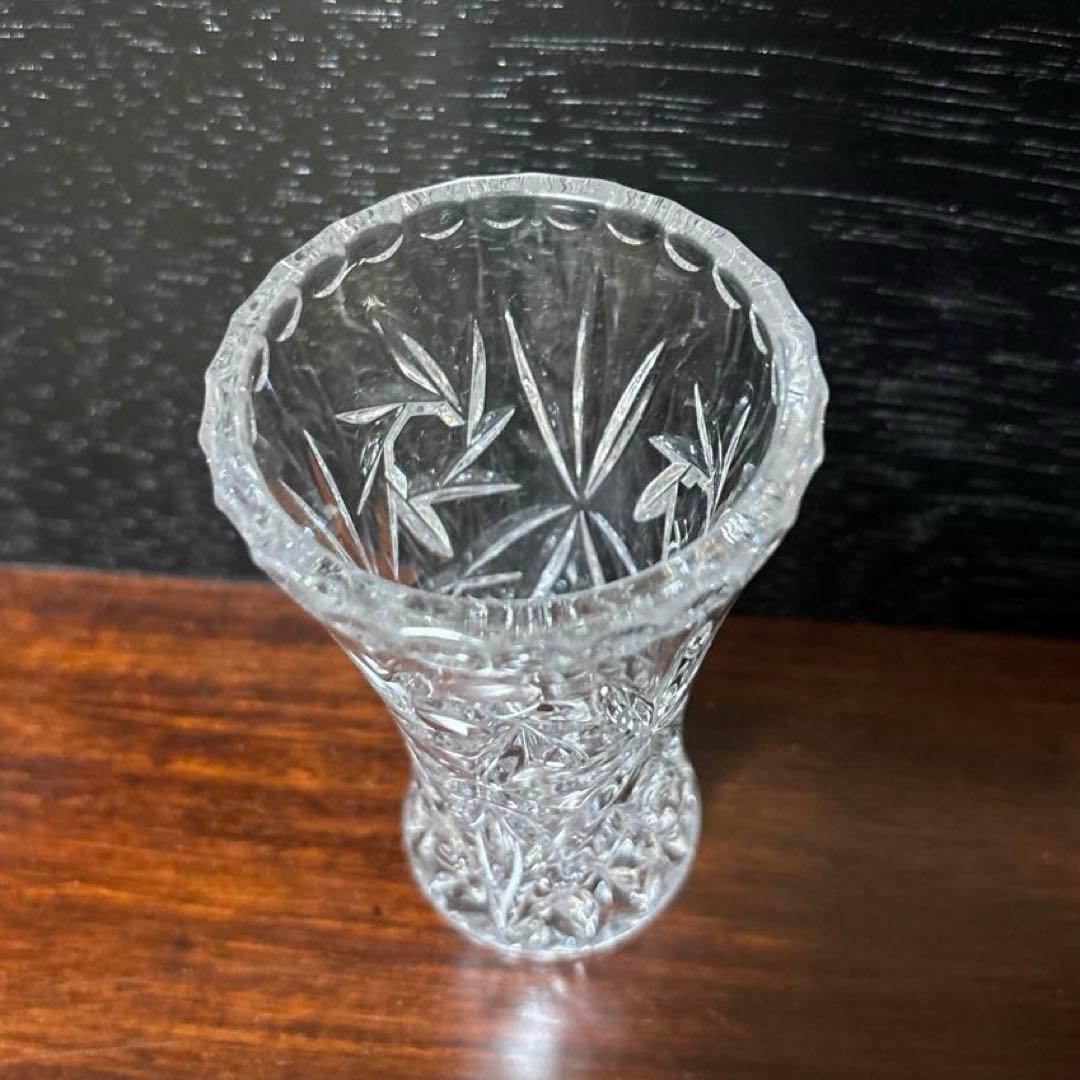 ボヘミアングラス ミニ花瓶 一輪挿し カットガラス クリスタル調 昭和