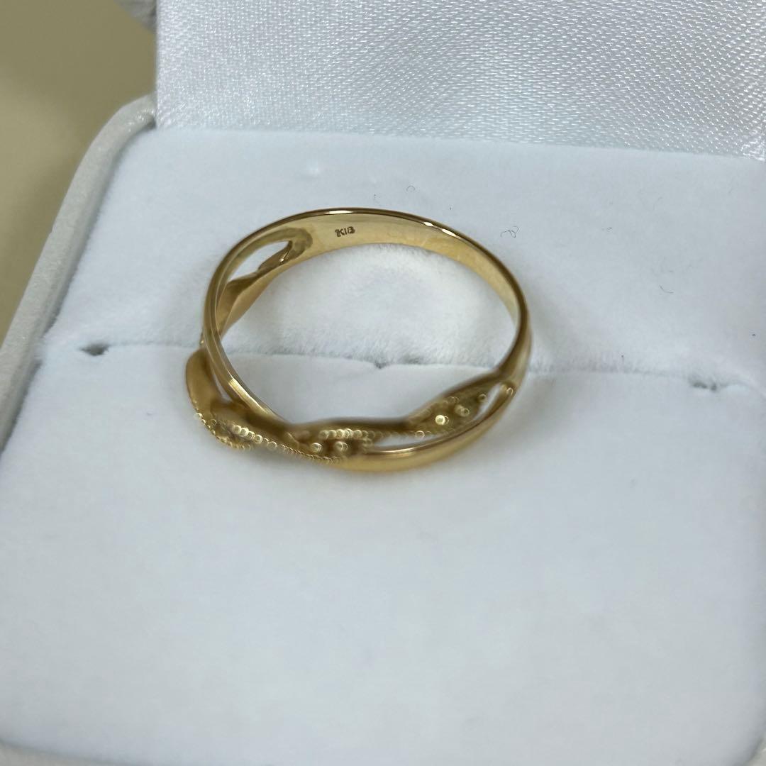 【美品】VENEZIA K18 ダイヤモンド ウェーブ リング