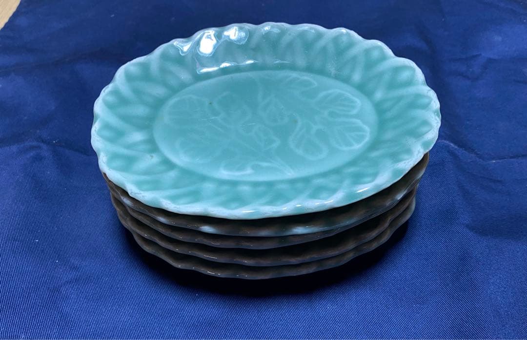 古伊万里　鍋島　青磁　中皿　五客