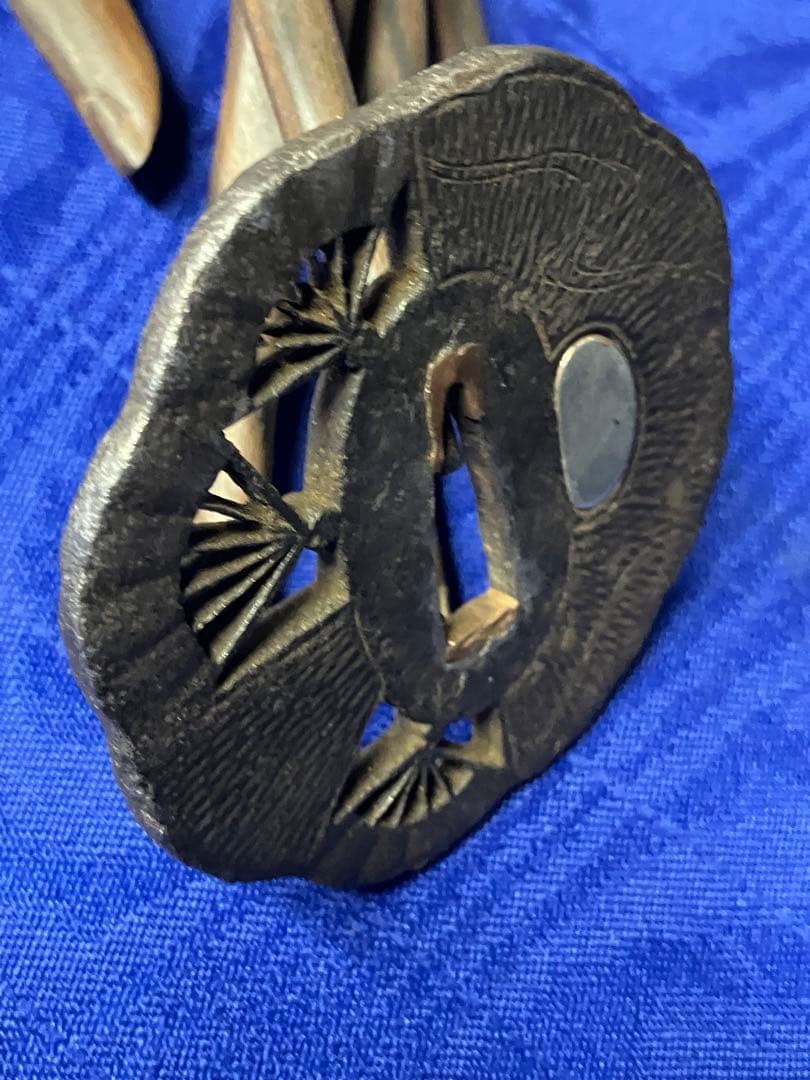 鍔　日本刀　小刀鍔　金銀象嵌　鉄鍔　透かし扇