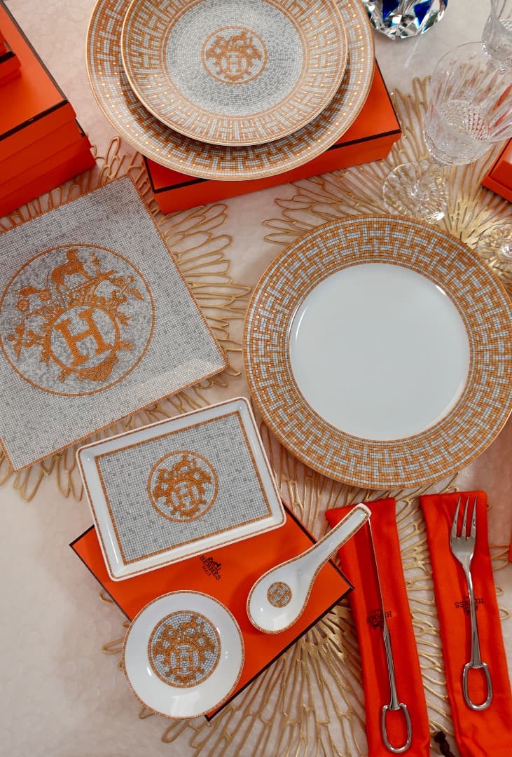 デザートプレート HERMES エルメス〈モザイク 24〉ゴールド ◎K6