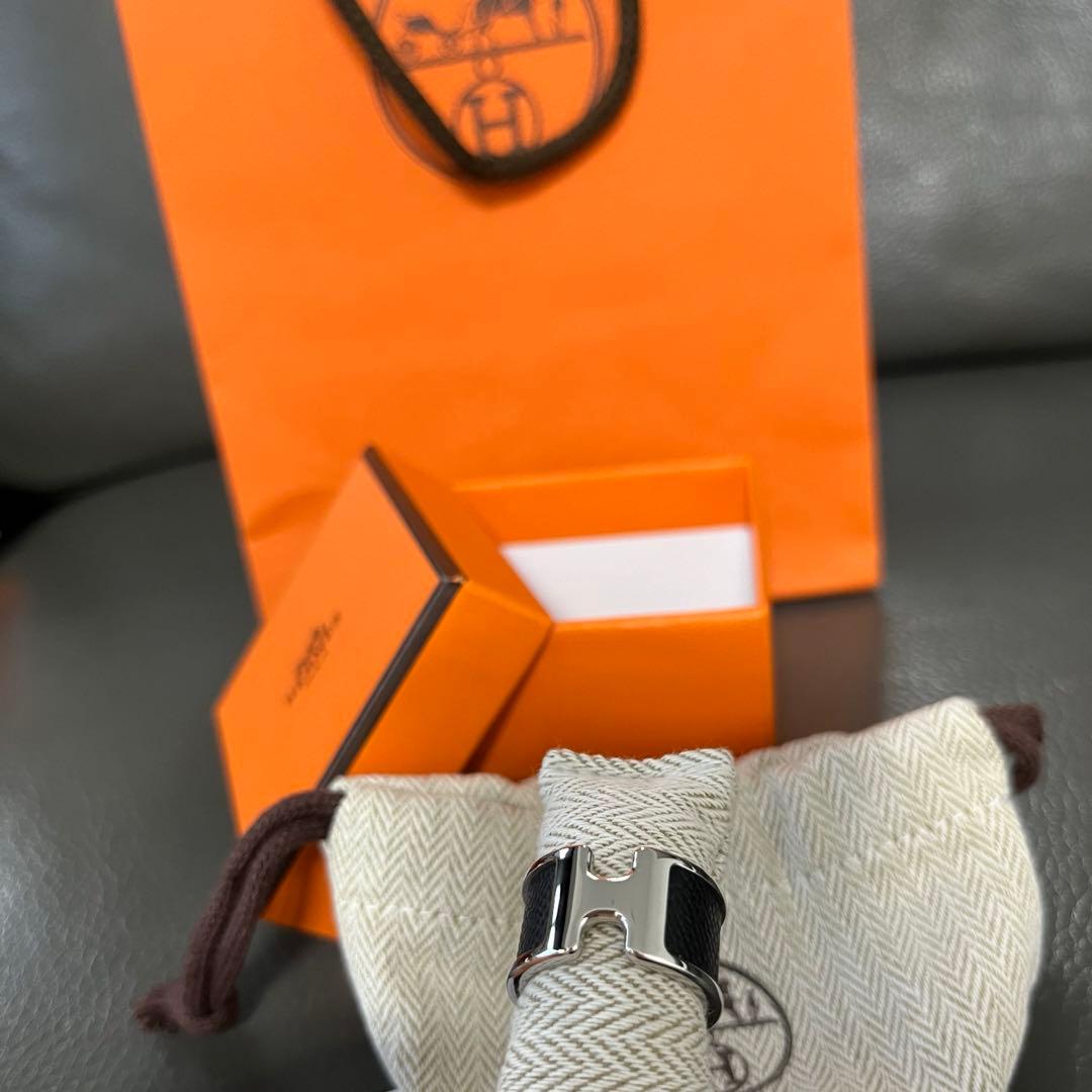 エルメス オランプ リング GM サイズM 黒 シルバー