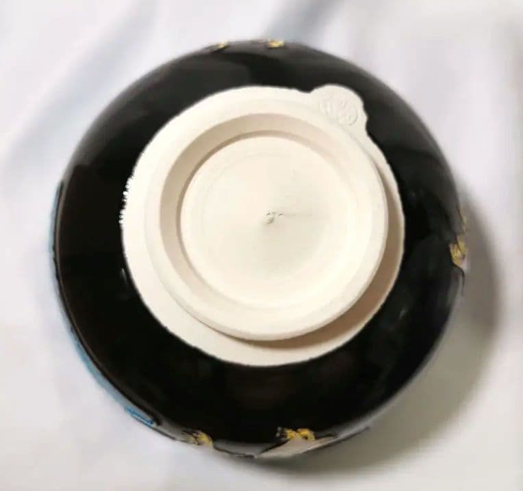 中村翠嵐茶碗紫交趾波千鳥共箱共布交趾焼茶道具茶器抹茶碗