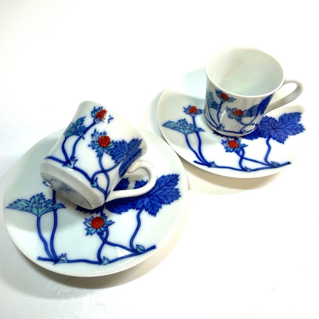 人間国宝 十三代 今右衛門 デミタス カップ&ソーサー 錦苺絵珈琲