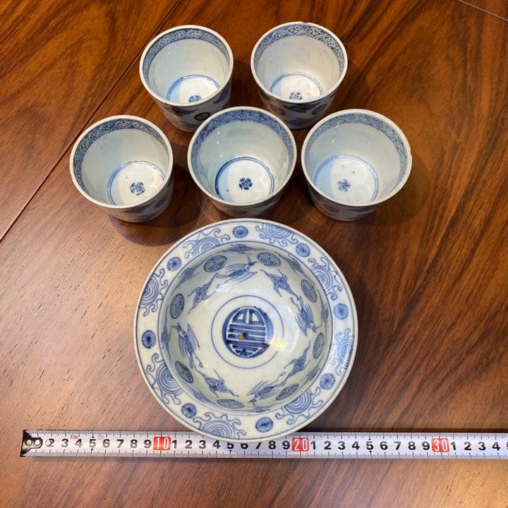 古伊万里　蕎麦猪口　5客と鉢　揃い