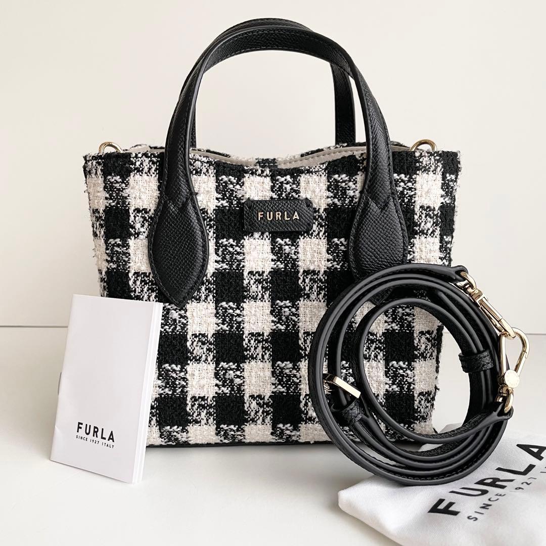 フルラ FURLA ハンドバッグ 2way エラ ツイード ブラック 新品保管