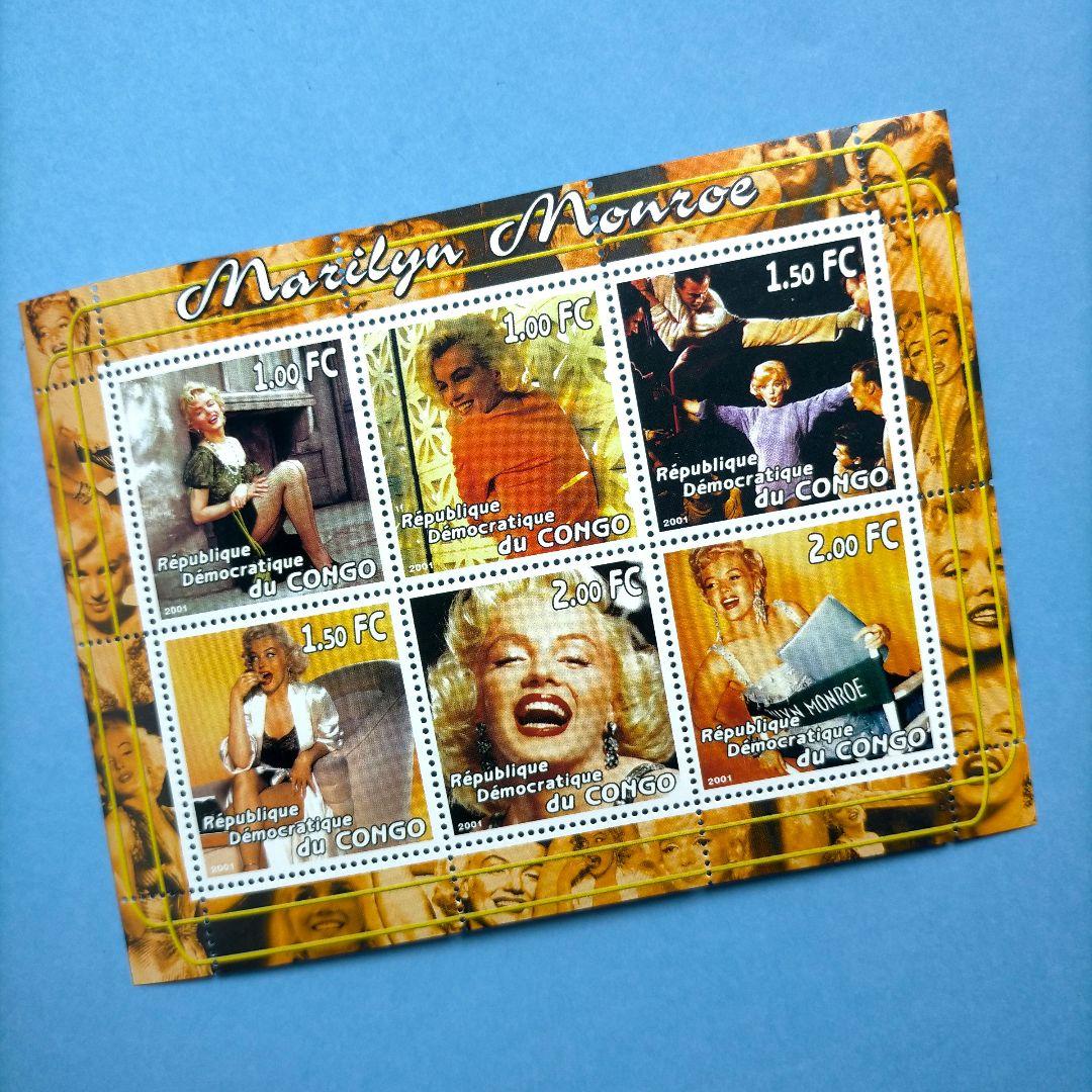 3015 外国切手 コンゴ民主 2001年 マリリンモンロー 6面入りシート3種 3015