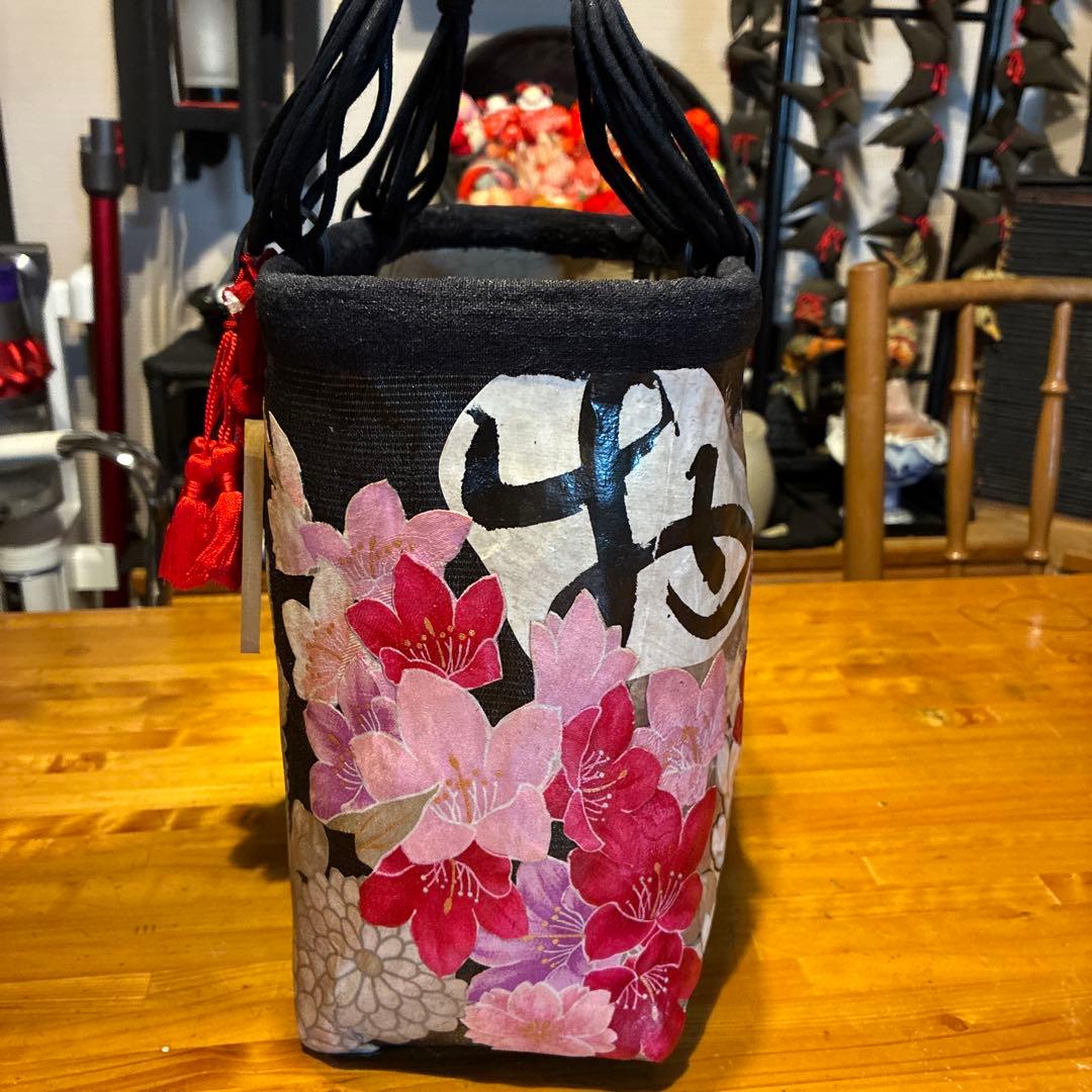 和装用バッグ 花柄 馬の絵柄 中型