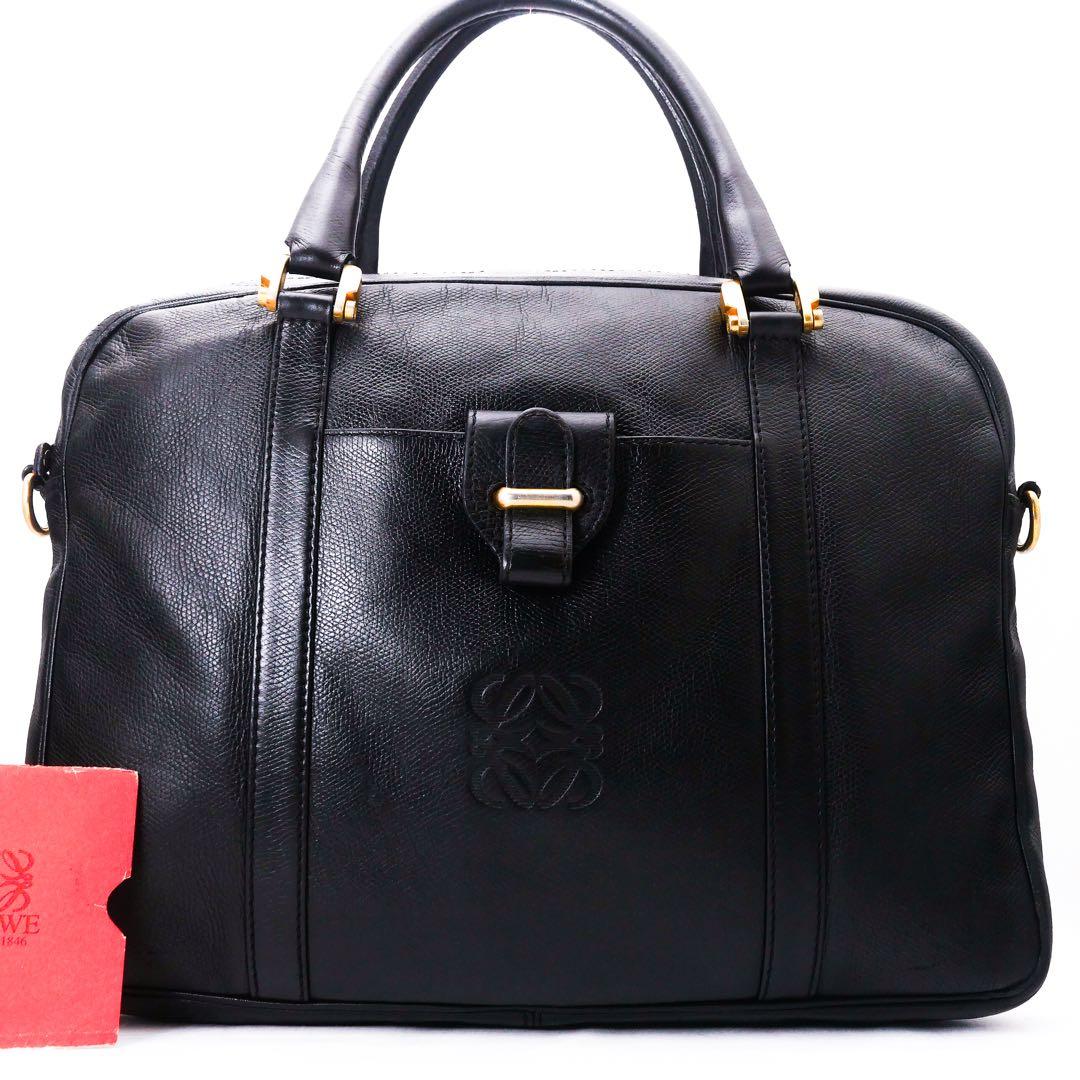 美品 LOEWE ロエベ アナグラム ブリーフバッグ ビジネスバッグ 黒