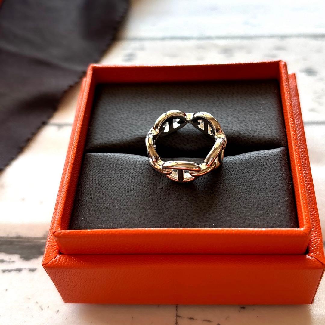 HERMESシェーヌダンクル アンシェネ リング49号/完品/極美品/正規品