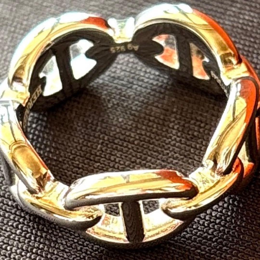 HERMESシェーヌダンクル アンシェネ リング49号/完品/極美品/正規品