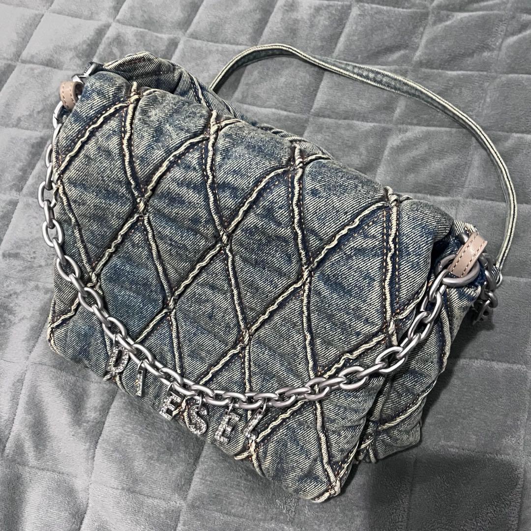 DIESEL レディース デニム キルティング ショルダーバッグM