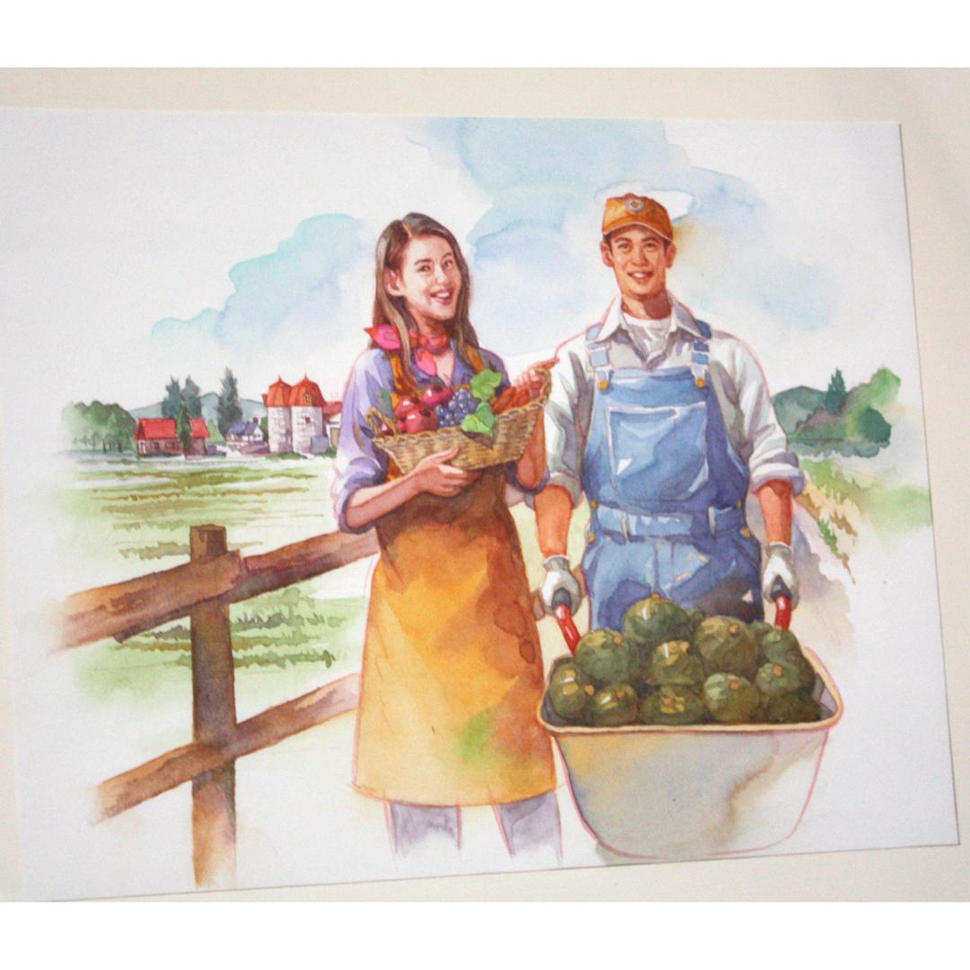 水彩画 人物画 イラスト 原画 肉筆 プロの作品 1点もの