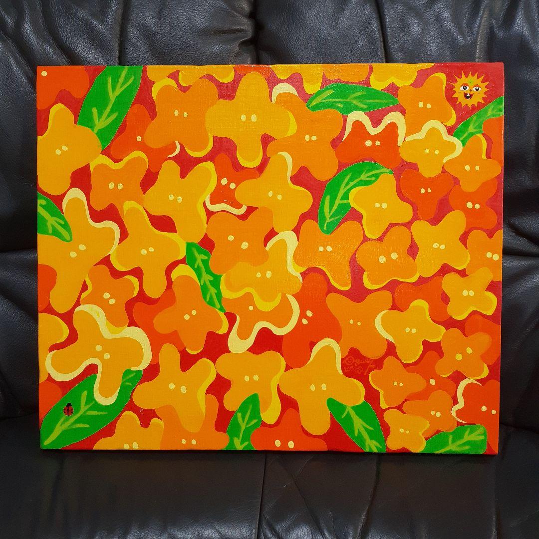 キンモクセイ　拡大バージョン　画家　小楠アキコ作品　F8号サイズ　アクリル絵具