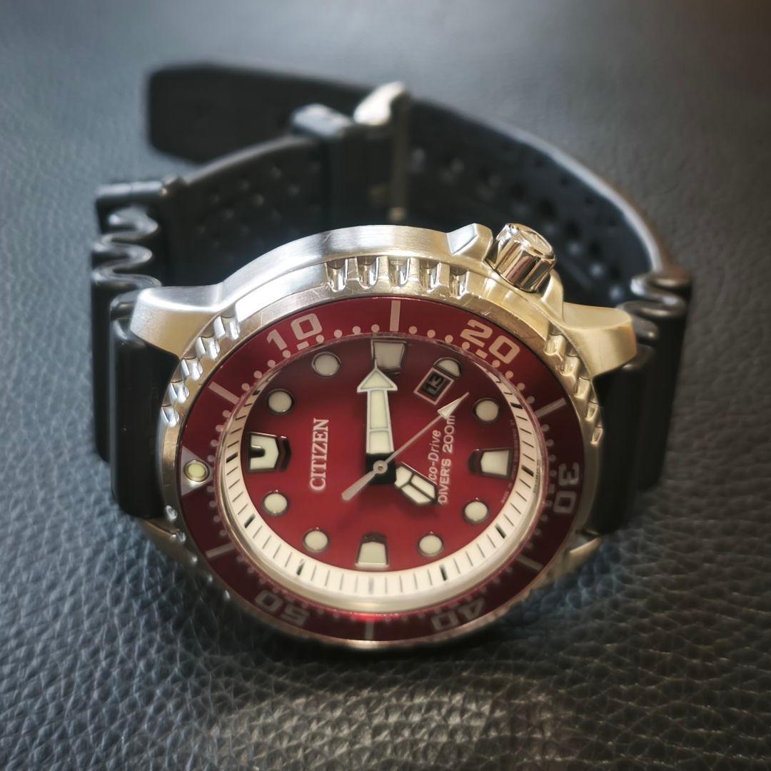 【MADE IN JAPAN】CITIZEN 赤ダイバー エコドライブ 200m