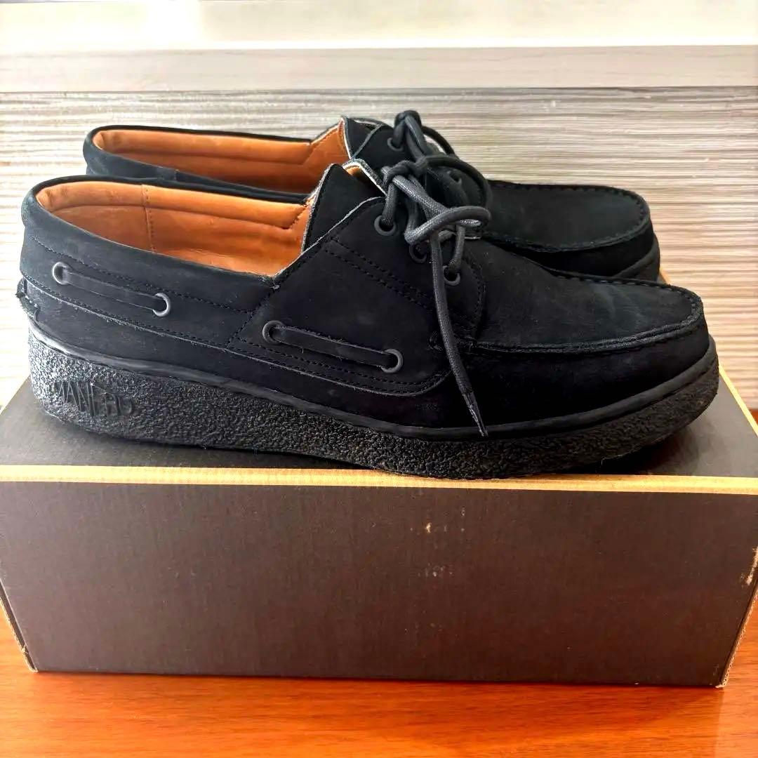 【美品】MANEBU マネブ　黒 レザー モカシンスタイル 27.5㎝