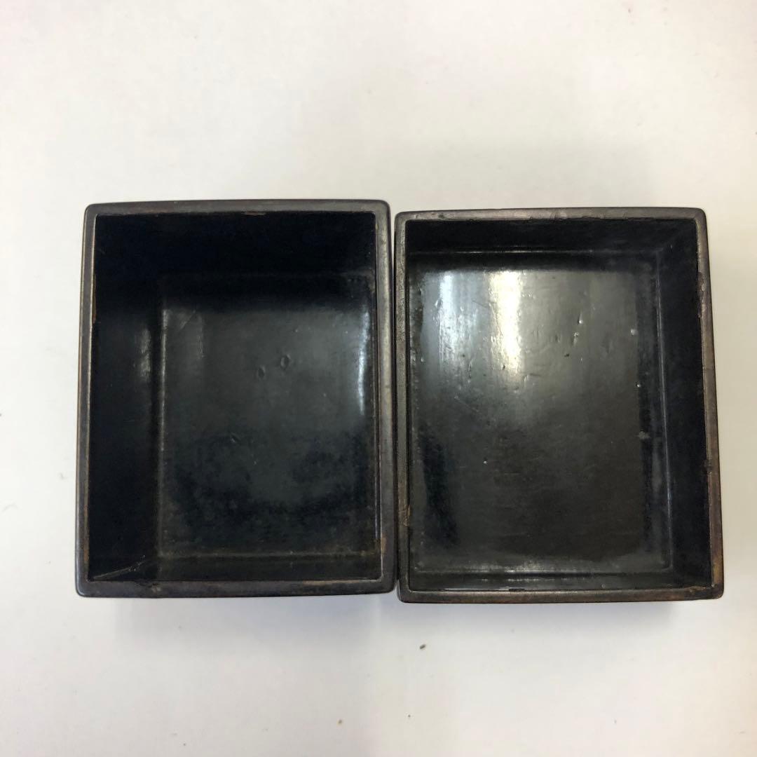 骨董品　箏爪箱　漆器小箱　金蒔絵鳥籠図柄　アンティーク　木製　小物入