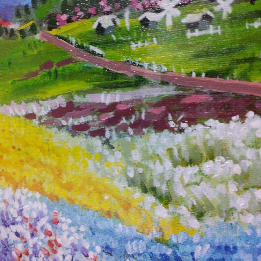 ◆絵画◆　Zhu Long Chun　花畑風景　真作/油彩画/原画/油絵/静物画