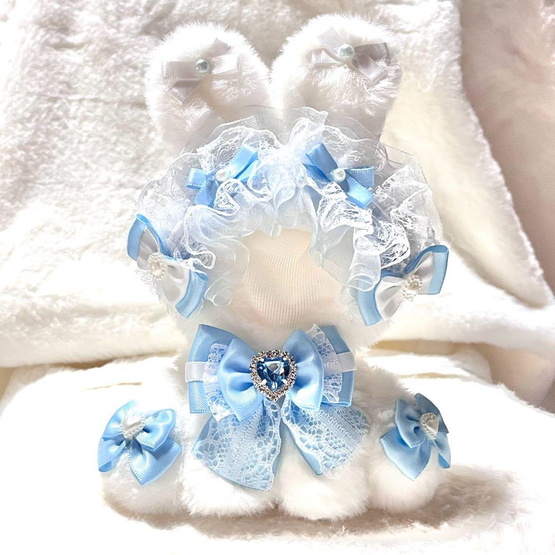 ぬい服 着ぐるみ にじぱぺっと おすわり うさぎ 水色 着ぐるみ 水色