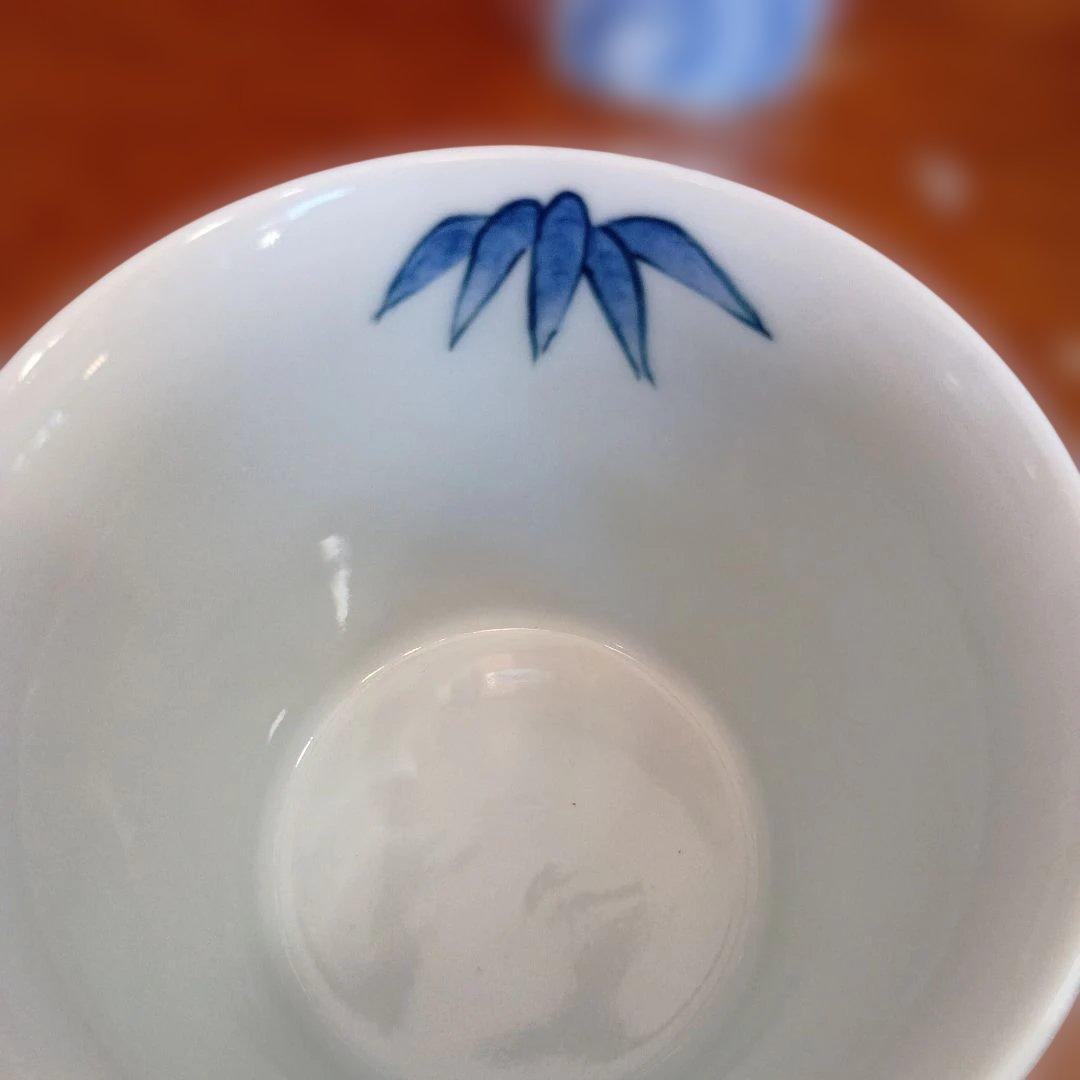 肥前有田焼 伝統工芸士 江口天童作 金箔仕上げの鳥と竹の陶器カップ