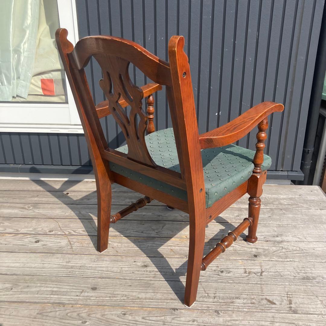 アンティーク 木製椅子 彫刻装飾 アームチェア ダイニングチェア