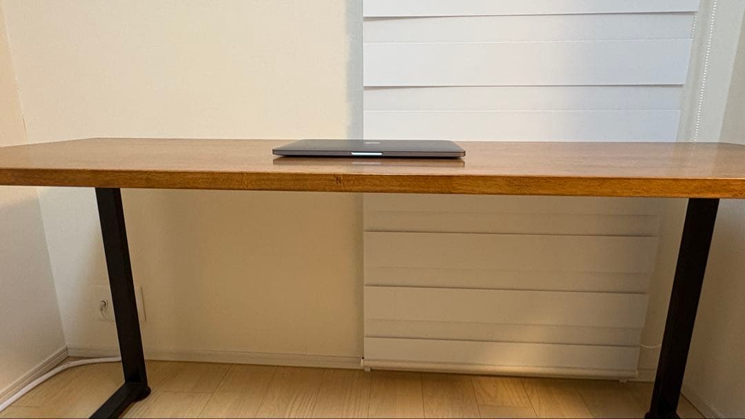 kanademon デスク/ラバーウッド ブラウン × Black Steel