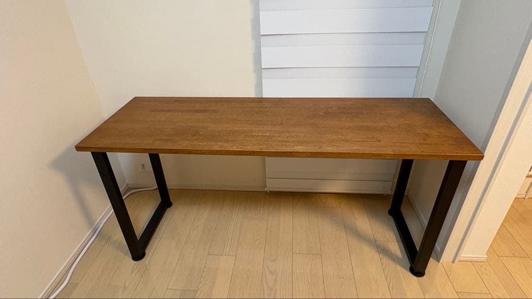 kanademon デスク/ラバーウッド ブラウン × Black Steel