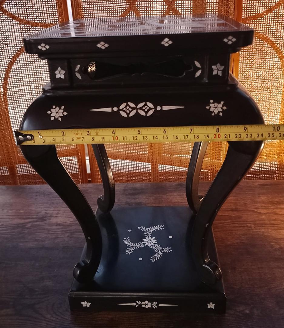 螺鈿人物風景文 卓上花台 昭和期 和工芸 飾り台