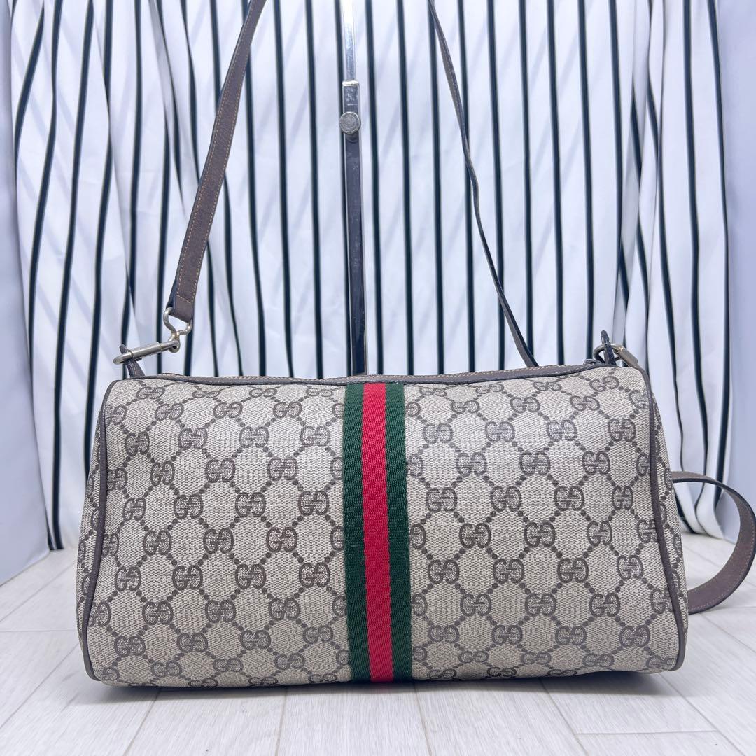 【美品】GUCCI×オールドグッチ斜めがけPVCシェリーラインショルダーバッグ