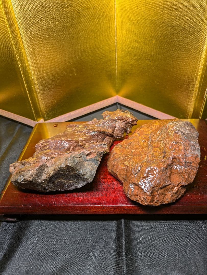 赤石 原石2個セット 計約1.56kg 天然石 未加工 鑑賞用 水石 自然