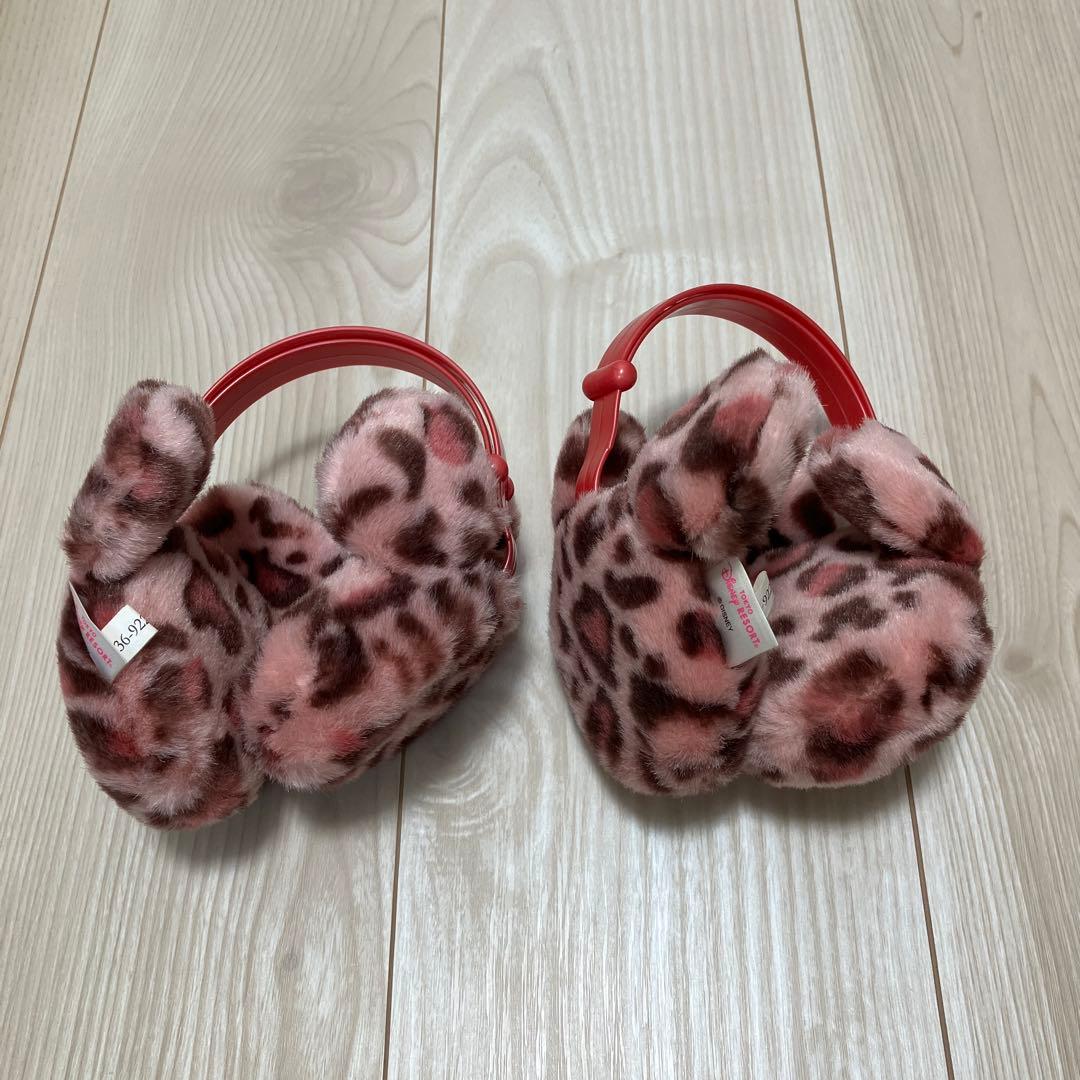 ディズニー】ミニー ヒョウ柄 イヤーマフ ピンク