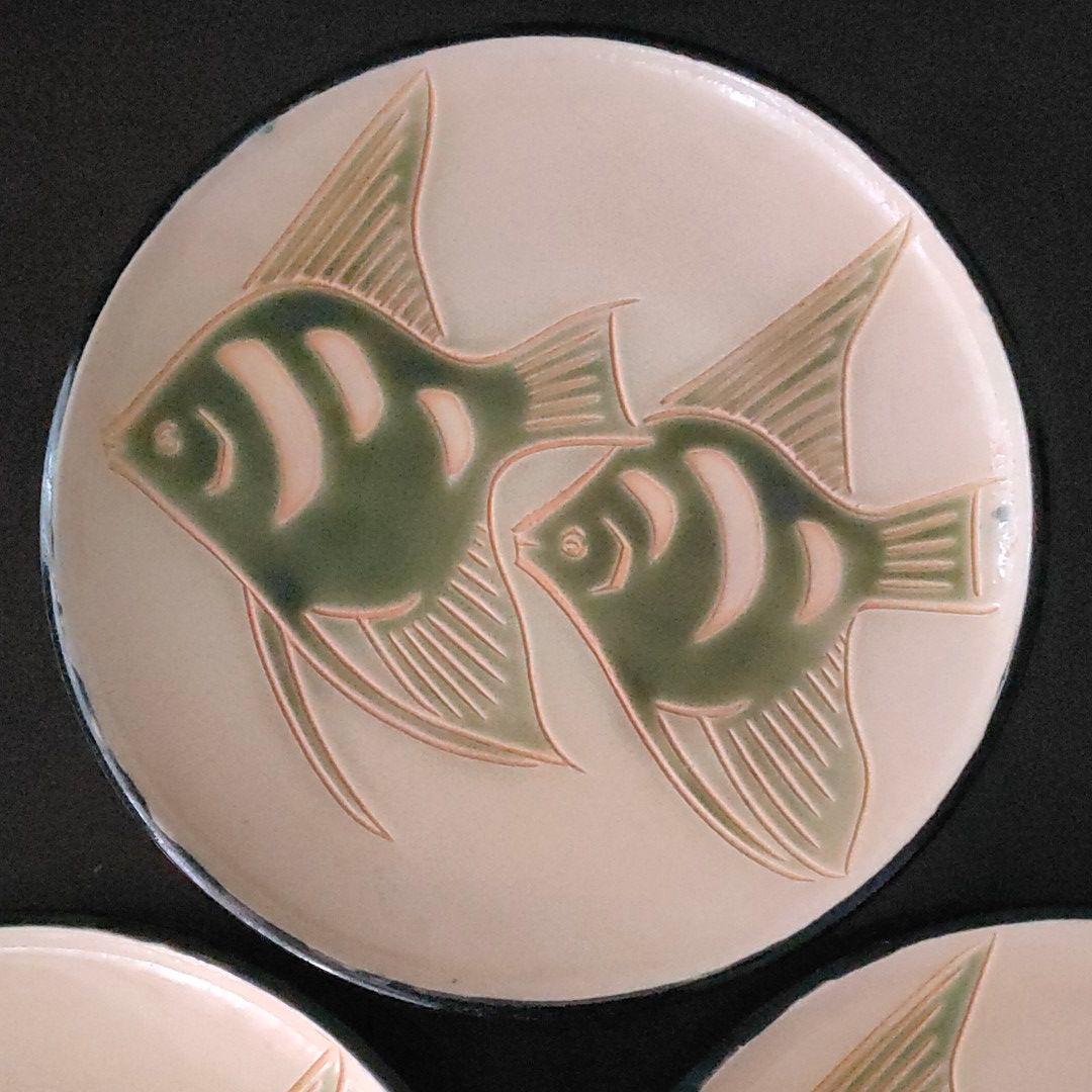 織部　大皿 ３枚組　31cm