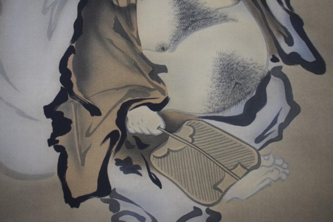 真作】福田桂山/川渡布袋図/掛軸☆宝船☆Y-994 JM