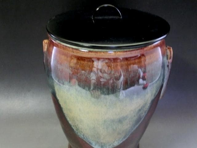 水指■朝鮮唐草 細水指「香舟作」お茶道具 水さし 耳付き 漆器蓋 時代物 骨董■