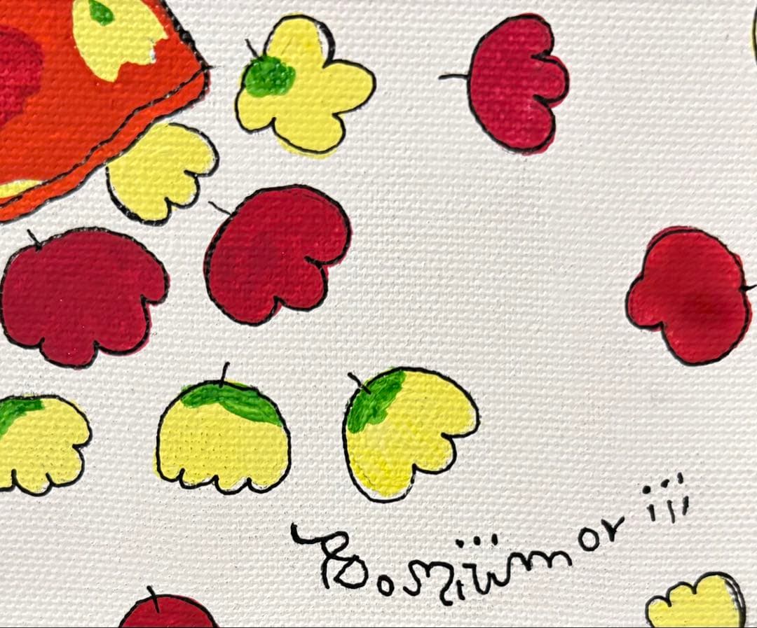 F4号】手描き油彩 水森亜土 未使用額 額縁 絵画 人気作品 サイン