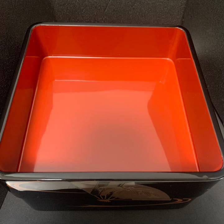 天然木 うるし塗り 漆塗 三段重箱 扇面蒔絵 三段 重箱