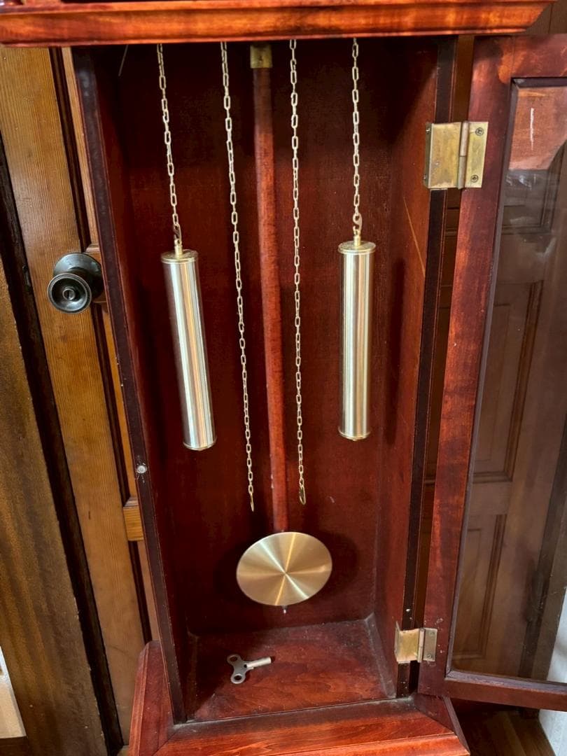 柱時計　振り子時計　Tempus Fugit　ホールクロック　アンティーク