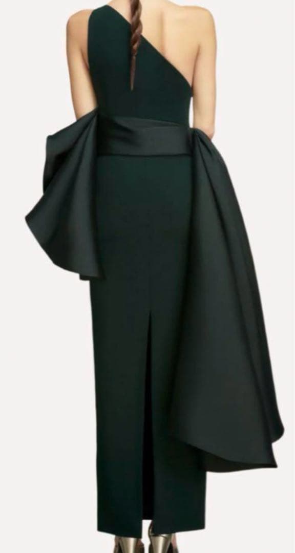 Solace London グリーン ワンショルダードレス
