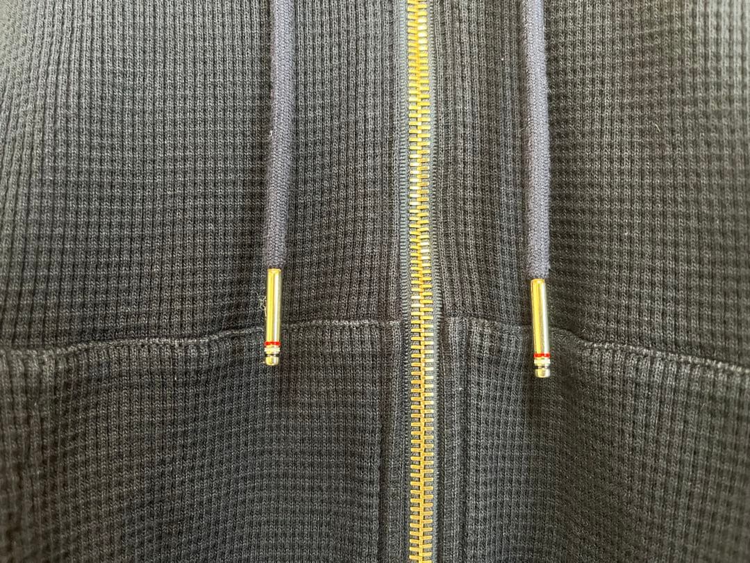 トムブラウン/ネイビーワッフル ラグランスリーブ 4BARフーディー/M