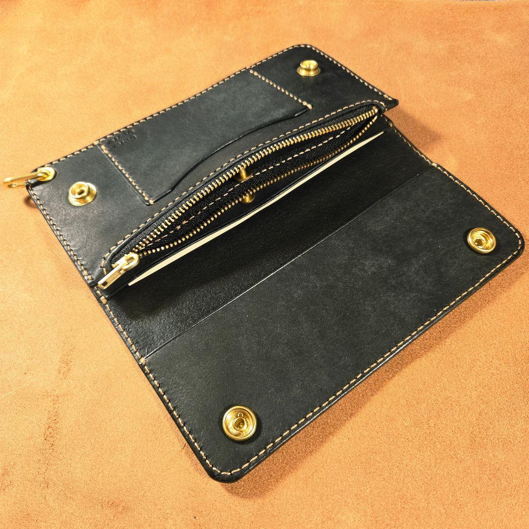 244ロング　トラッカーウォレット イタリアンレザーMARGOT【ブラック】