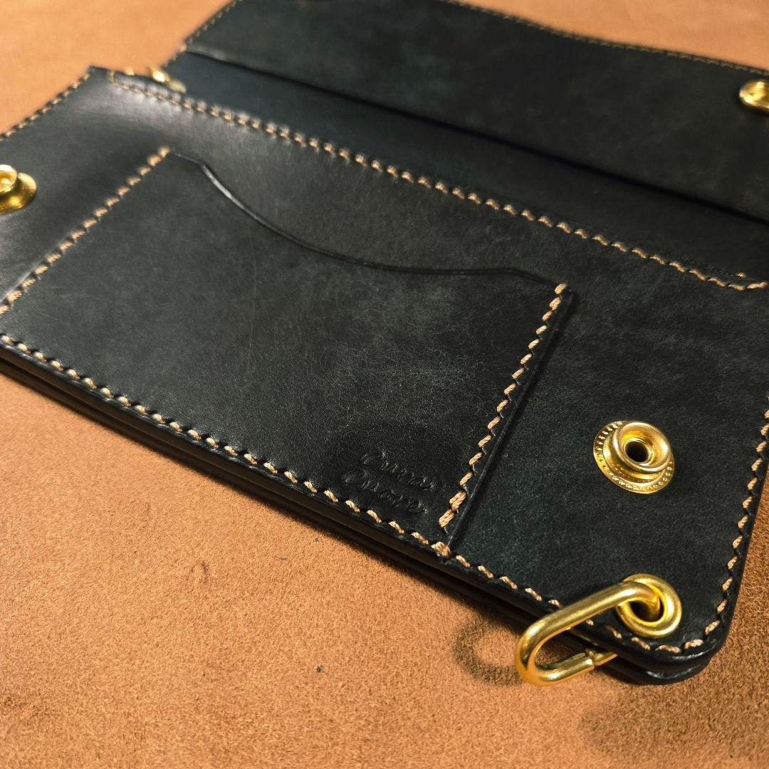 244ロング　トラッカーウォレット イタリアンレザーMARGOT【ブラック】