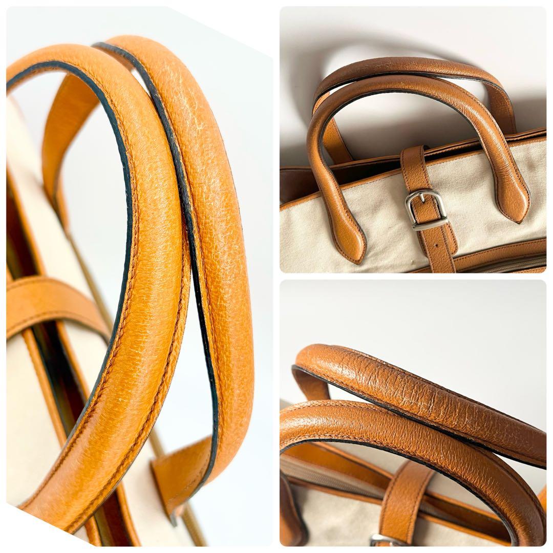 オロビアンコ ガーメントバッグ レザー×キャンバス キャメル スーツ