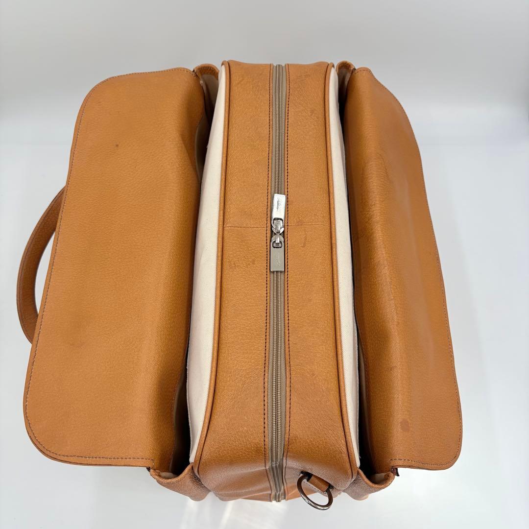 オロビアンコ ガーメントバッグ レザー×キャンバス キャメル スーツ