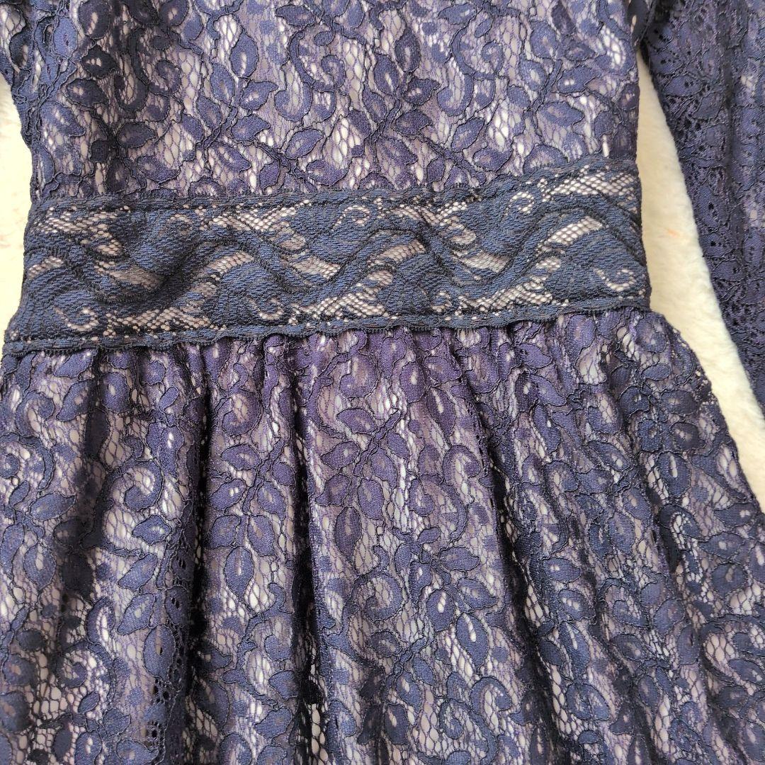 新品✩エミリアウィズ✩レース切り替えロングワンピース✩マキシ丈✩ネイビーＳ