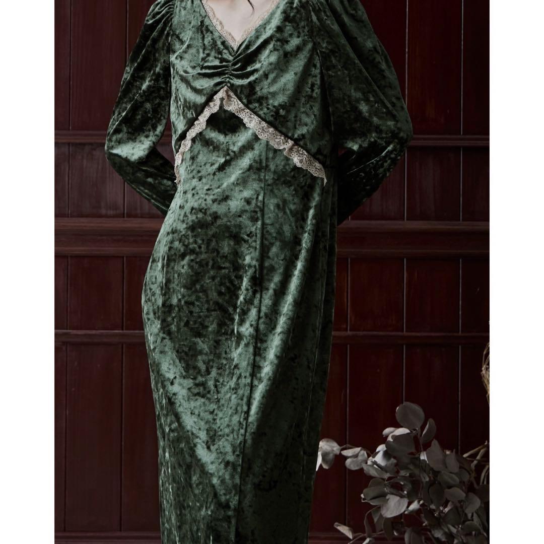 お値下げ依頼承諾済み　etoll. クラッシュベロアランジェリー風ドレス