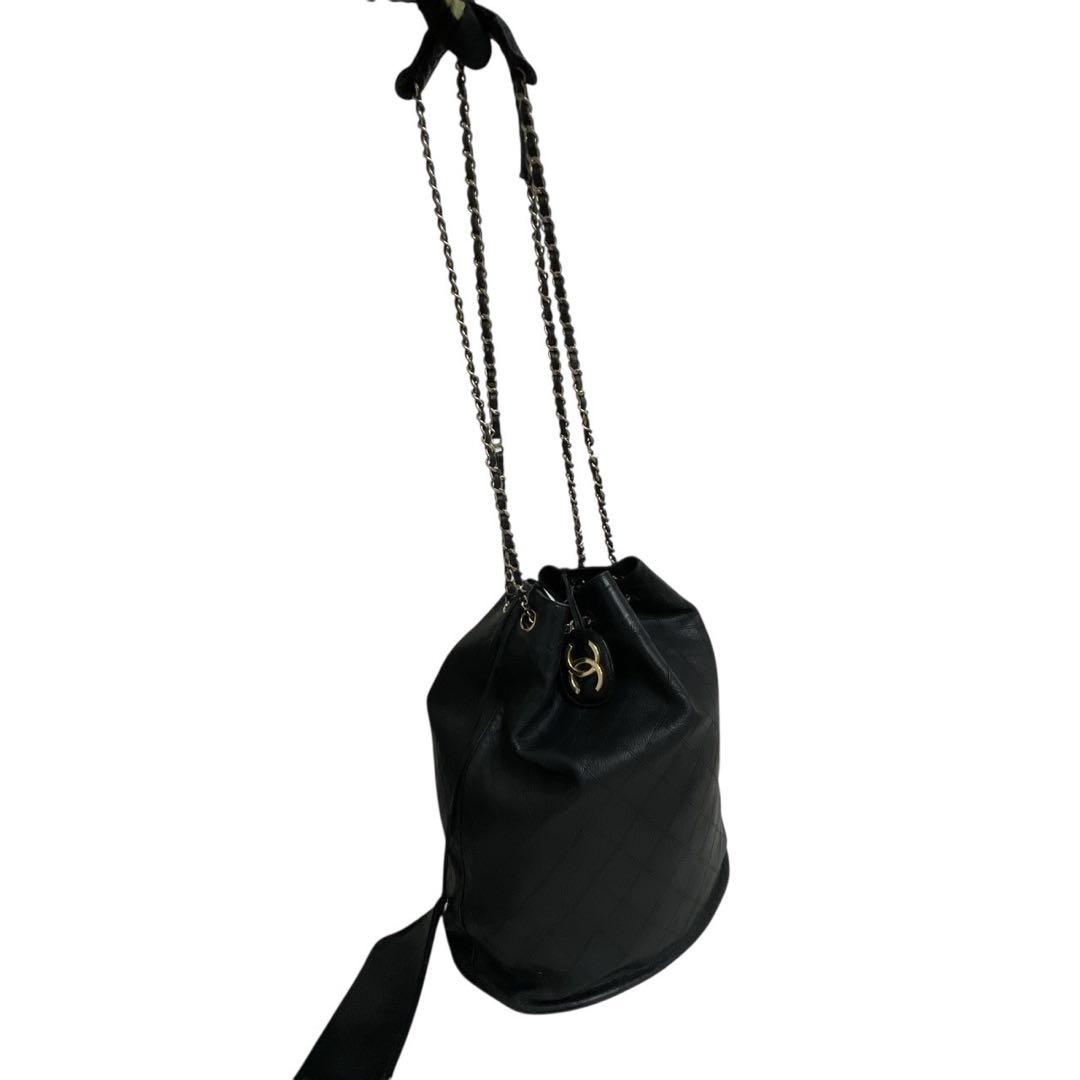 シャネル　ビコローレ　巾着　セミチェーン　ショルダーバッグ　黒　ポーチ　5106