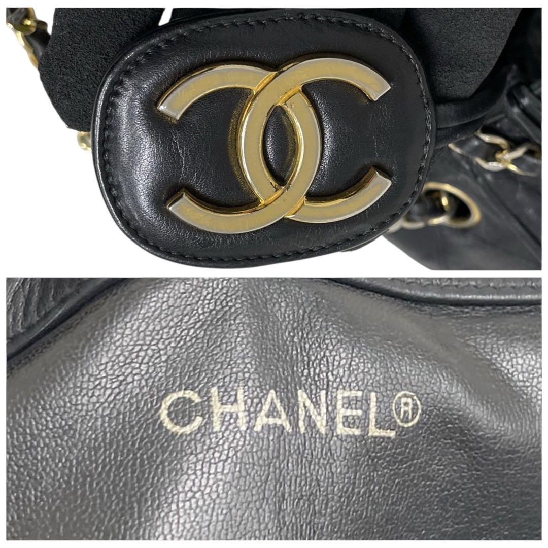 シャネル　ビコローレ　巾着　セミチェーン　ショルダーバッグ　黒　ポーチ　5106